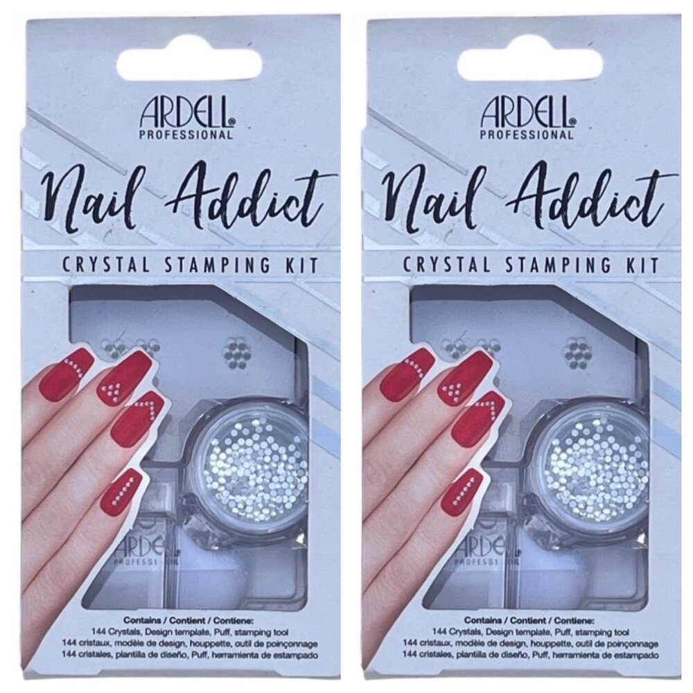 Ardell Nail Addict Crystal Stamping Kit lot Of 2 W/ 144 Crystals & Tools Glam